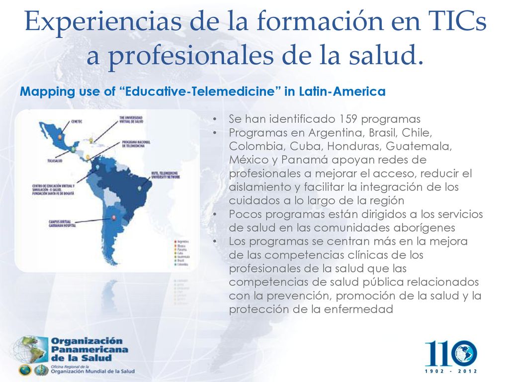 Experiencias de la formación en TICs a profesionales de la salud.
