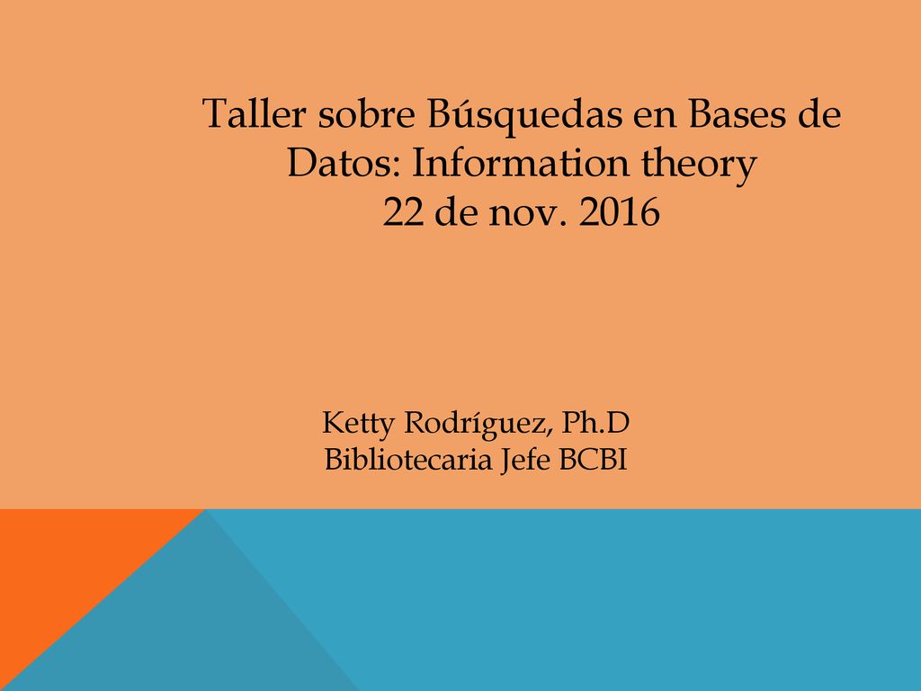 Taller sobre Búsquedas en Bases de Datos: Information theory