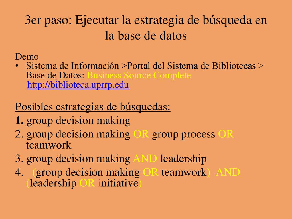 3er paso: Ejecutar la estrategia de búsqueda en la base de datos