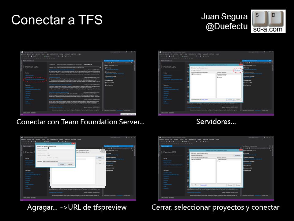 Conectar a TFS Conectar con Team Foundation Server… Servidores…
