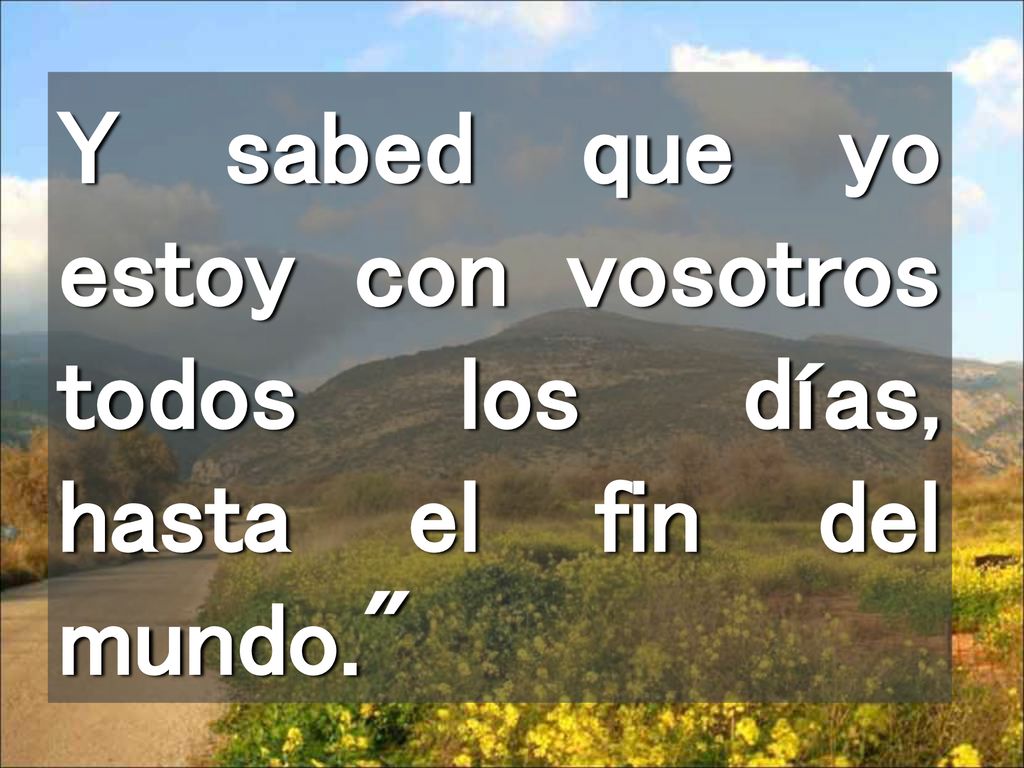 Y sabed que yo estoy con vosotros todos los días, hasta el fin del mundo.