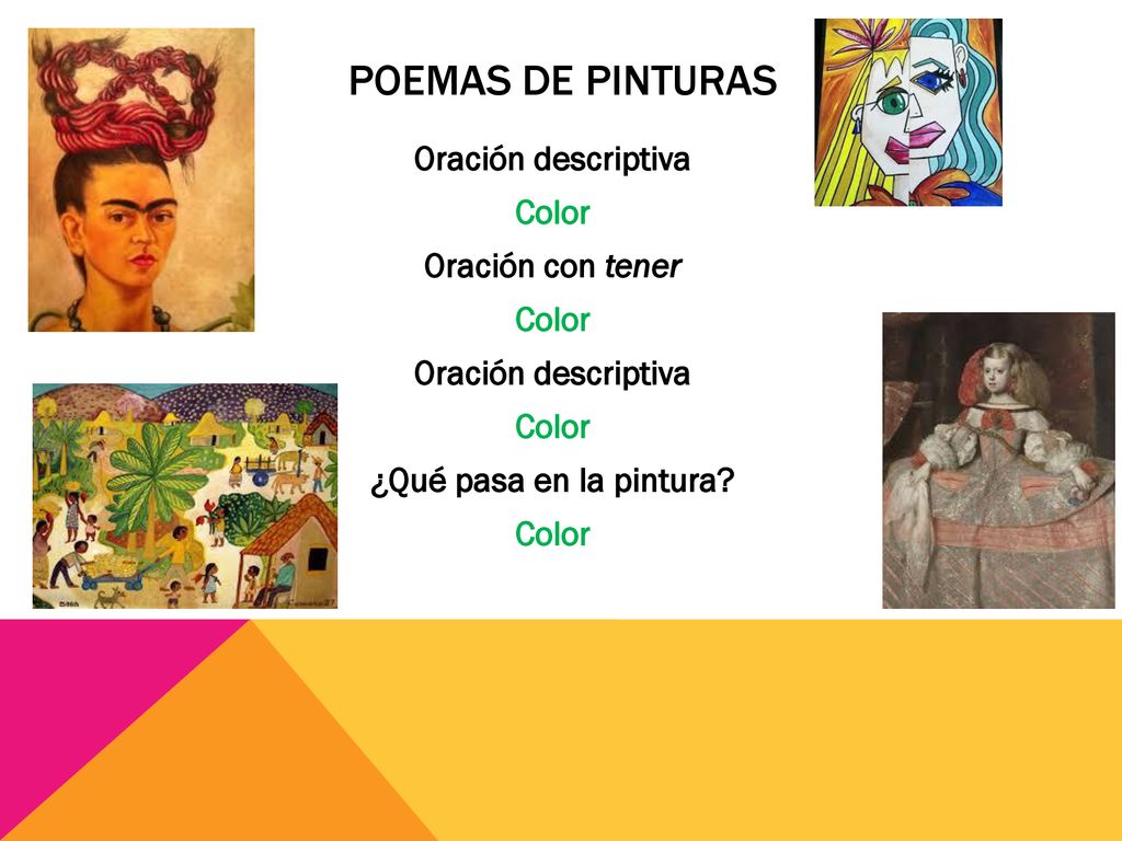 Oración descriptiva Color Oración con tener ¿Qué pasa en la pintura