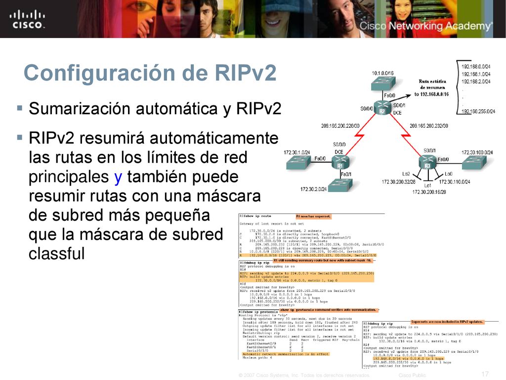 Configuración de RIPv2 Sumarización automática y RIPv2