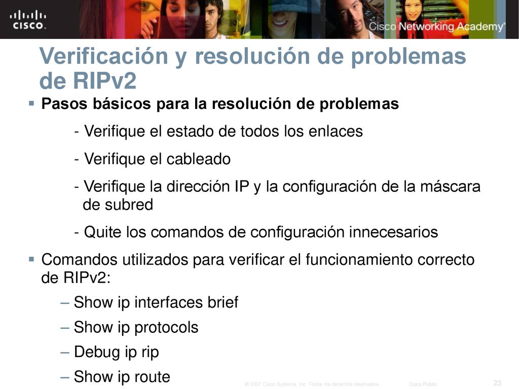 Verificación y resolución de problemas de RIPv2