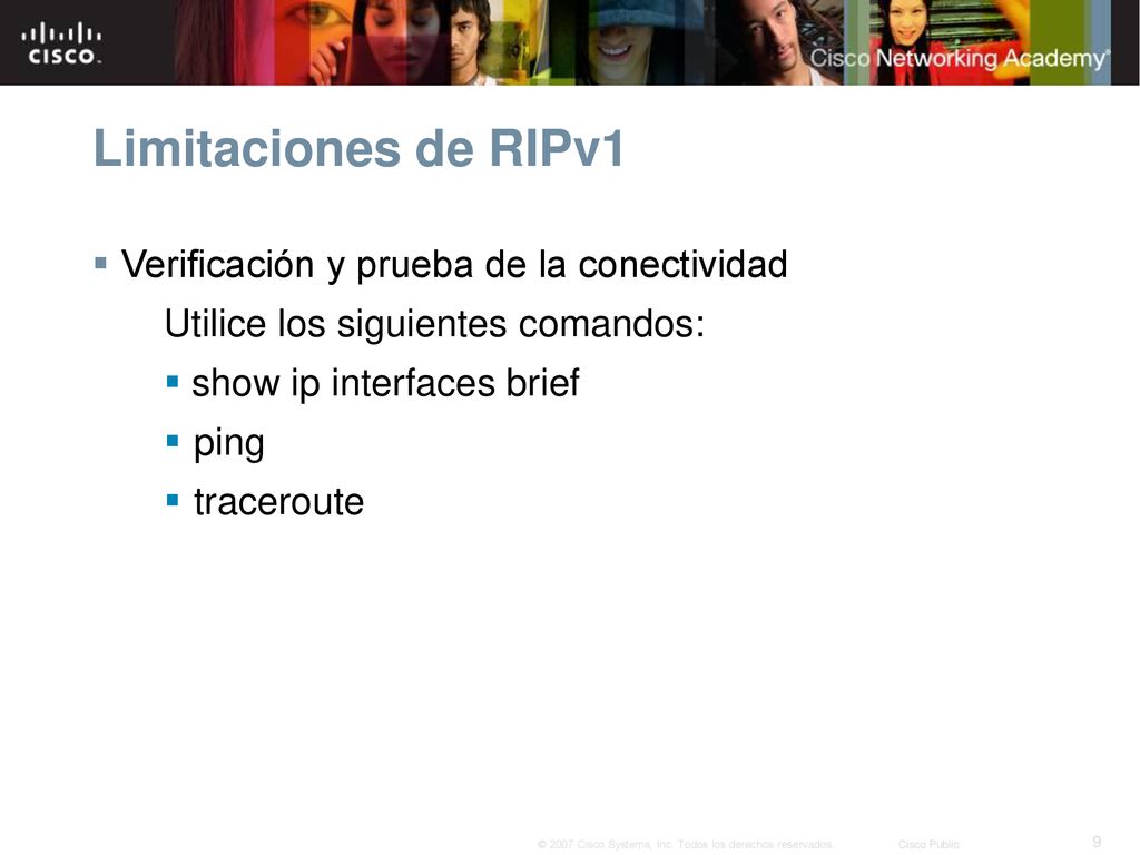 Limitaciones de RIPv1 Verificación y prueba de la conectividad