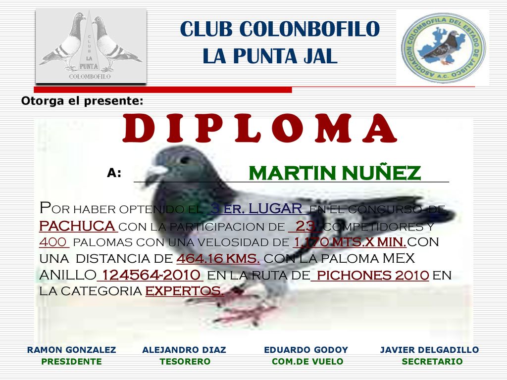 D I P L O M A CLUB COLONBOFILO LA PUNTA JAL