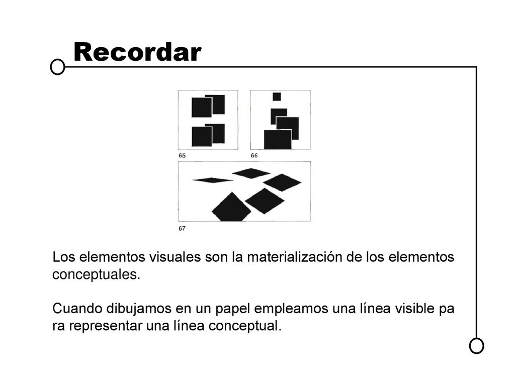 Recordar Los elementos visuales son la materialización de los elementos conceptuales.