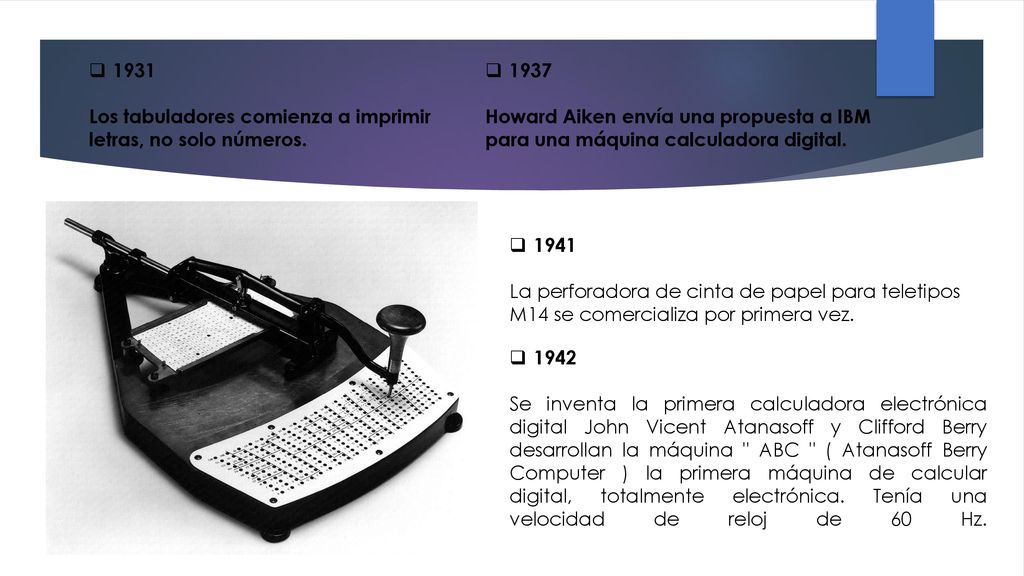 1931 Los tabuladores comienza a imprimir letras, no solo números