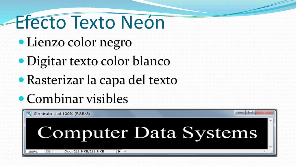 Efecto Texto Neón Lienzo color negro Digitar texto color blanco