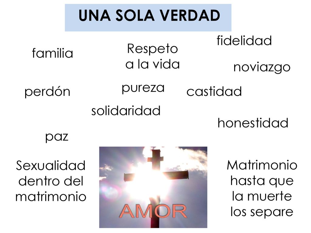 UNA SOLA VERDAD fidelidad Respeto a la vida familia noviazgo pureza