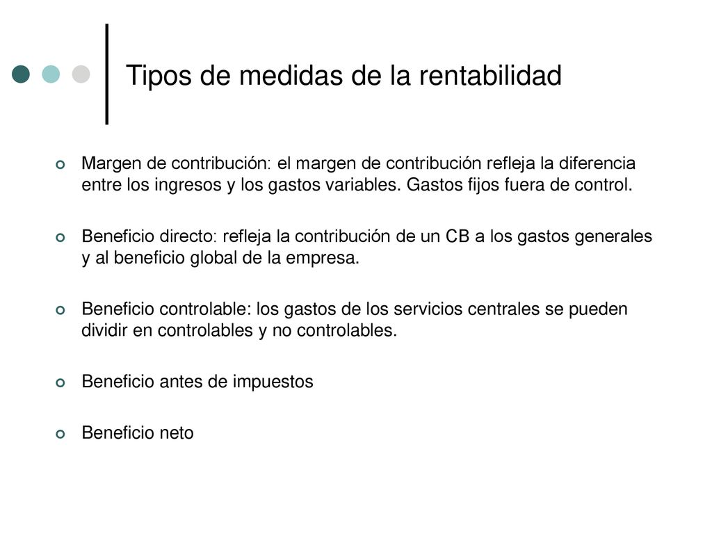 Tipos de medidas de la rentabilidad
