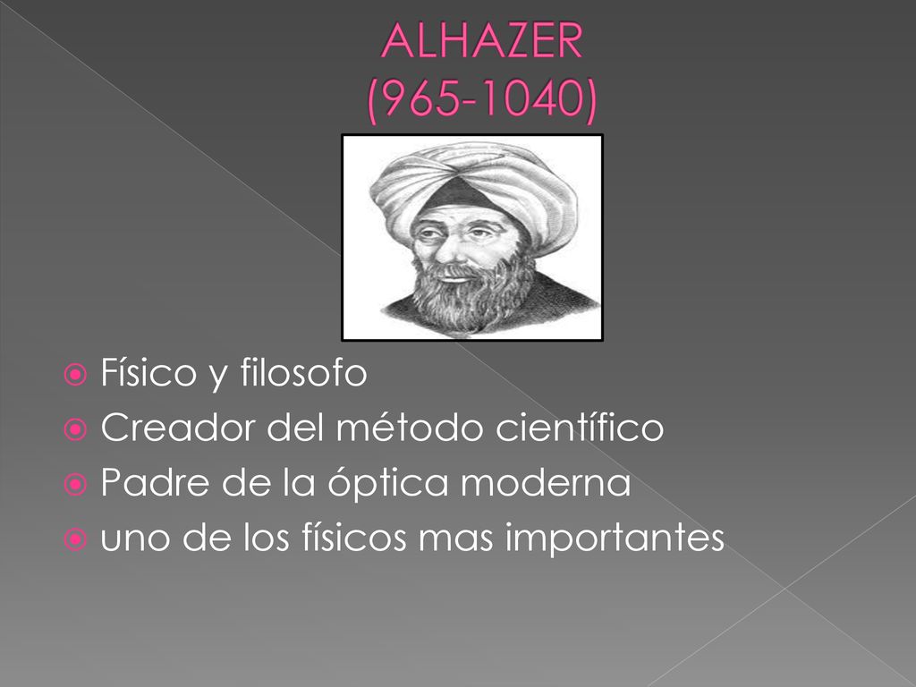ALHAZER ( ) Físico y filosofo Creador del método científico