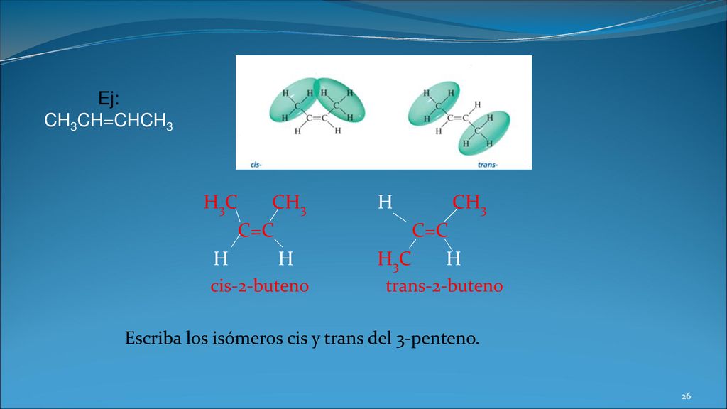 H3C CH3 H CH3 C=C C=C H H H3C H Ej: CH3CH=CHCH3