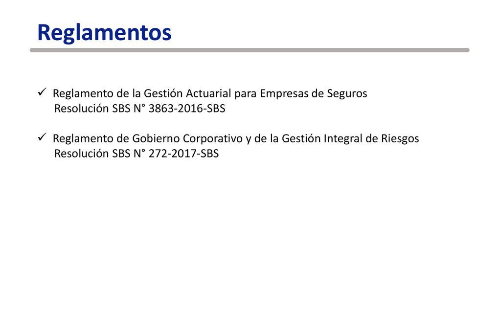 Reglamentos Reglamento de la Gestión Actuarial para Empresas de Seguros. Resolución SBS N° SBS.