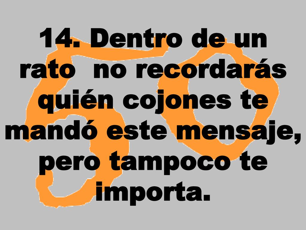 14. Dentro de un rato no recordarás quién cojones te mandó este mensaje, pero tampoco te importa.