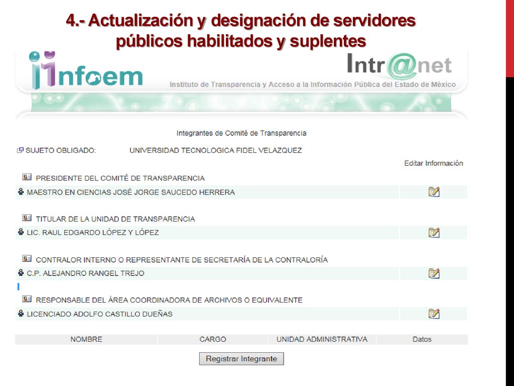4.- Actualización y designación de servidores públicos habilitados y suplentes