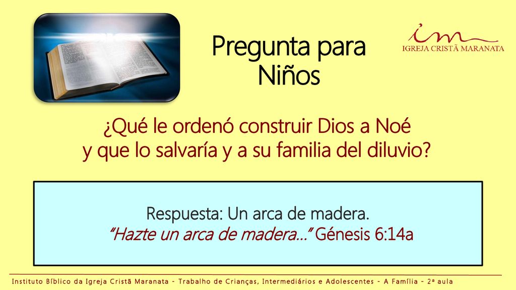 Pregunta para Niños ¿Qué le ordenó construir Dios a Noé