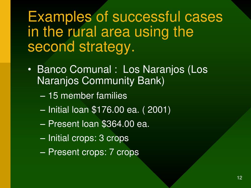 Examples of successful cases in the rural area using the second strategy.