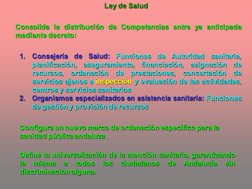 Ley de Salud Consolida la distribución de Competencias entre ya anticipada mediante decreto: