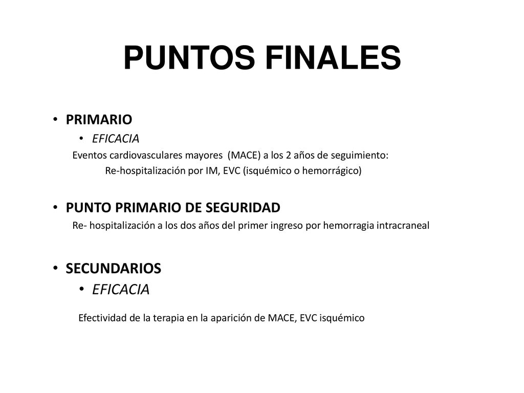 PUNTOS FINALES PRIMARIO. EFICACIA. Eventos cardiovasculares mayores (MACE) a los 2 años de seguimiento: