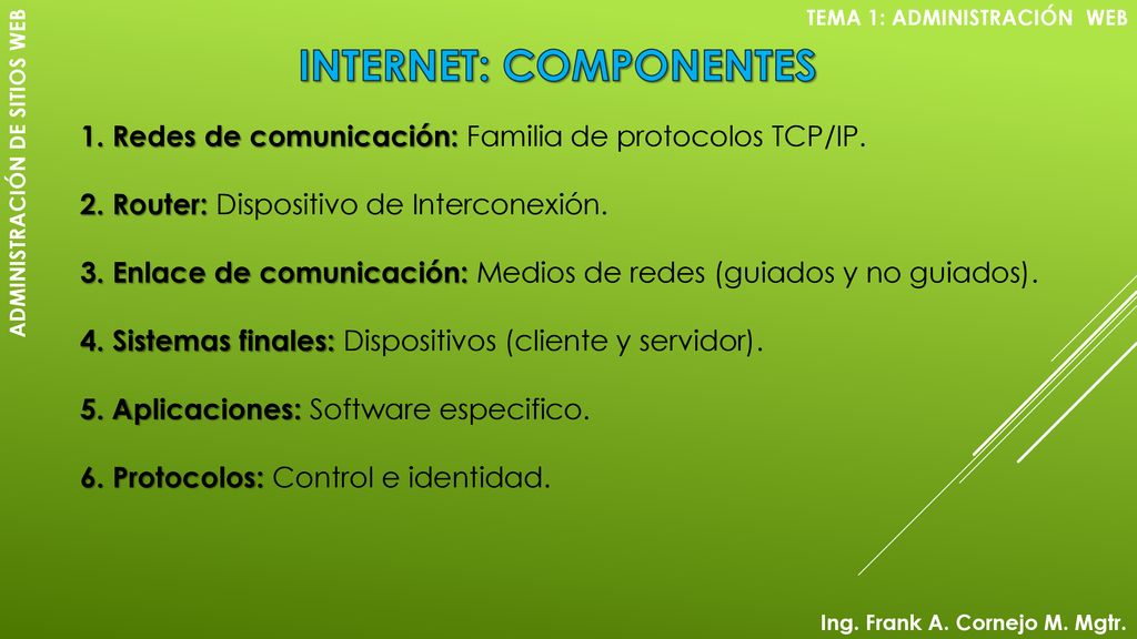 INTERNET: COMPONENTES Ing. Frank A. Cornejo M. Mgtr.