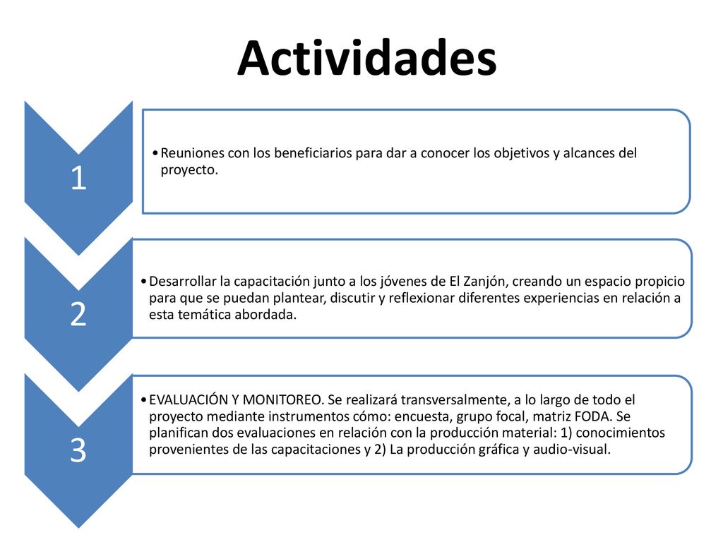 Actividades 1. Reuniones con los beneficiarios para dar a conocer los objetivos y alcances del proyecto.