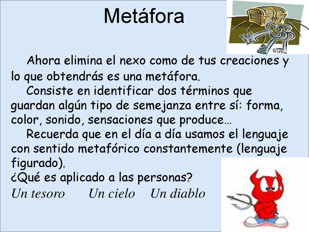 Metáfora Ahora elimina el nexo como de tus creaciones y lo que obtendrás es una metáfora.