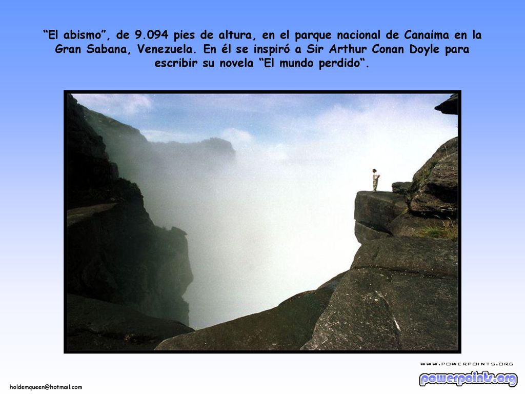 El abismo , de pies de altura, en el parque nacional de Canaima en la Gran Sabana, Venezuela.
