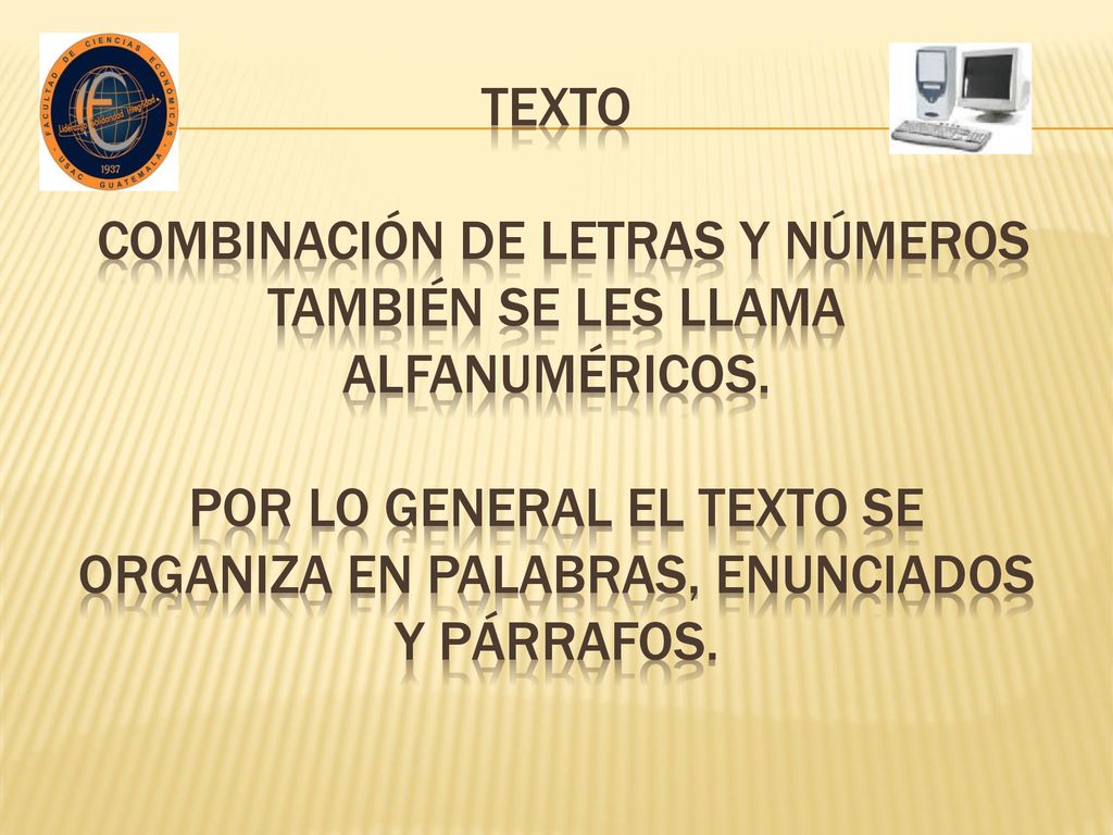 Texto combinación de letras y números también se les llama alfanuméricos.