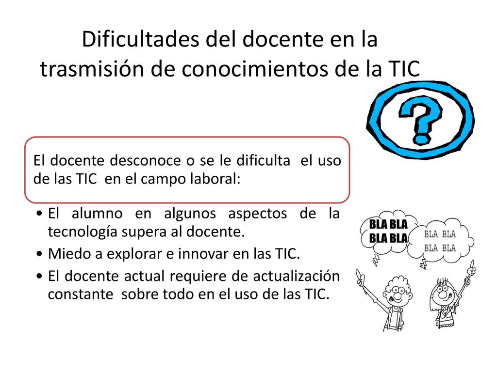 Dificultades del docente en la trasmisión de conocimientos de la TIC