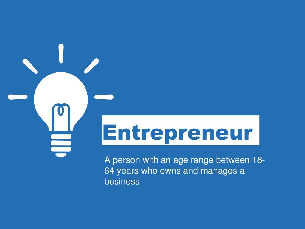 Entrepreneur A person with an age range between years who owns and manages a business