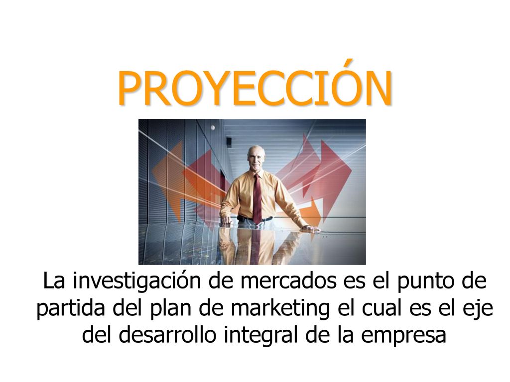 PROYECCIÓN La investigación de mercados es el punto de partida del plan de marketing el cual es el eje del desarrollo integral de la empresa.