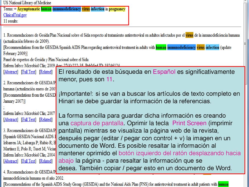 El resultado de esta búsqueda en Español es significativamente menor, pues son 11.