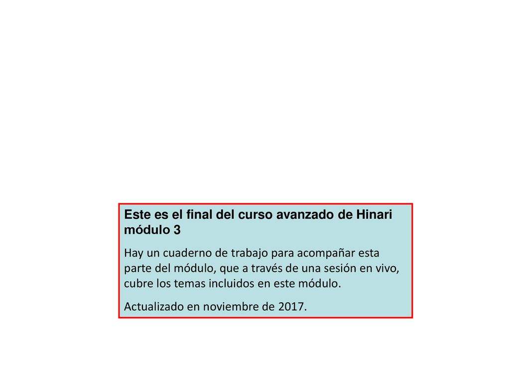 Este es el final del curso avanzado de Hinari módulo 3
