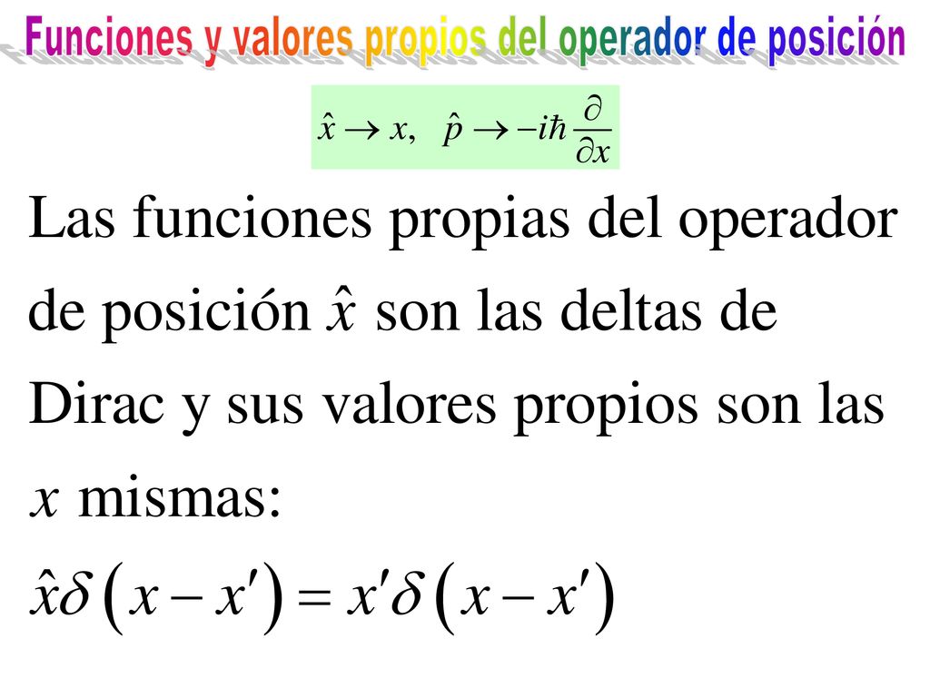 Funciones y valores propios del operador de posición