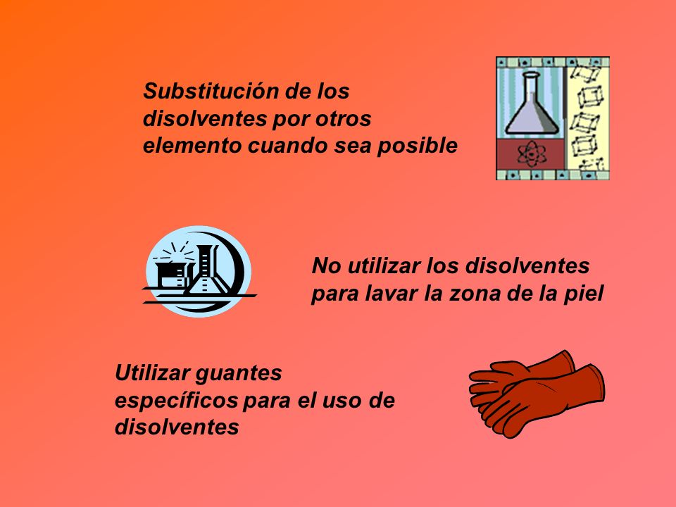 Substitución de los disolventes por otros elemento cuando sea posible