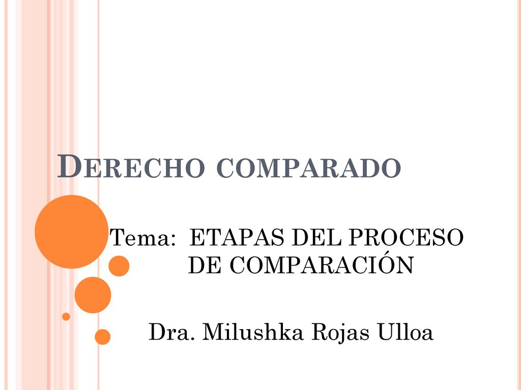 Tema: ETAPAS DEL PROCESO DE COMPARACIÓN Dra. Milushka Rojas Ulloa
