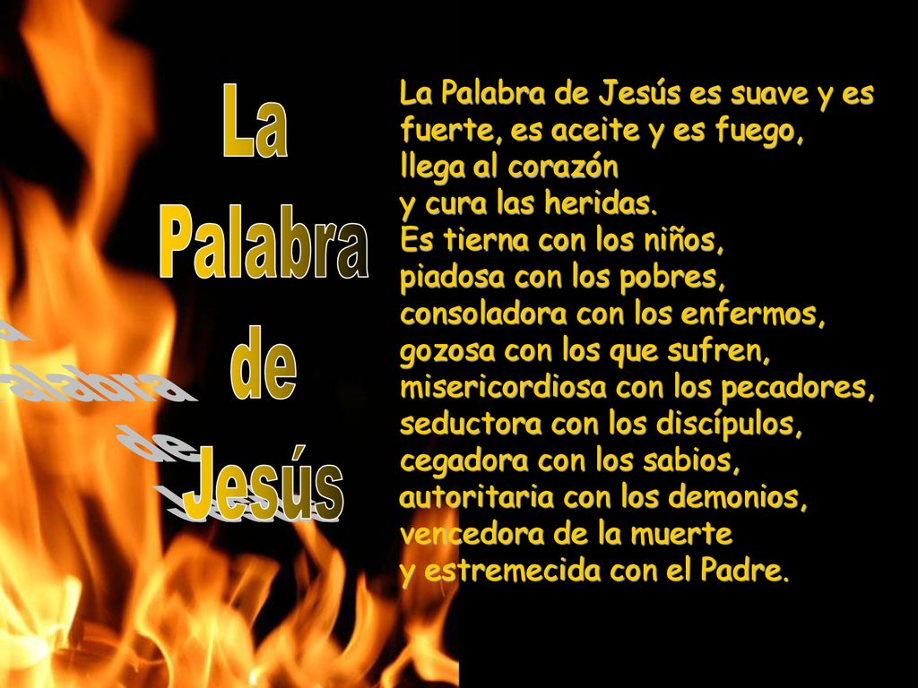 La Palabra de Jesús es suave y es fuerte, es aceite y es fuego,