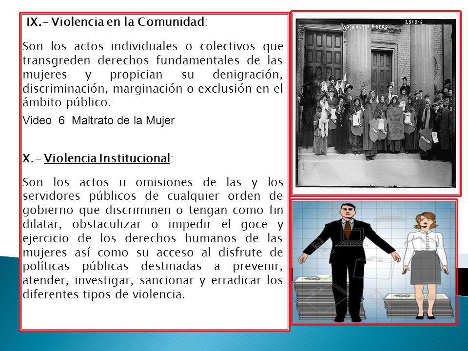 IX.- Violencia en la Comunidad: