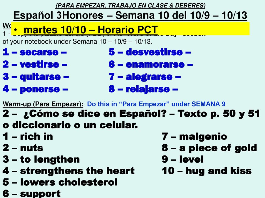 1 – secarse – 5 – desvestirse – 2 – vestirse – 6 – enamorarse –