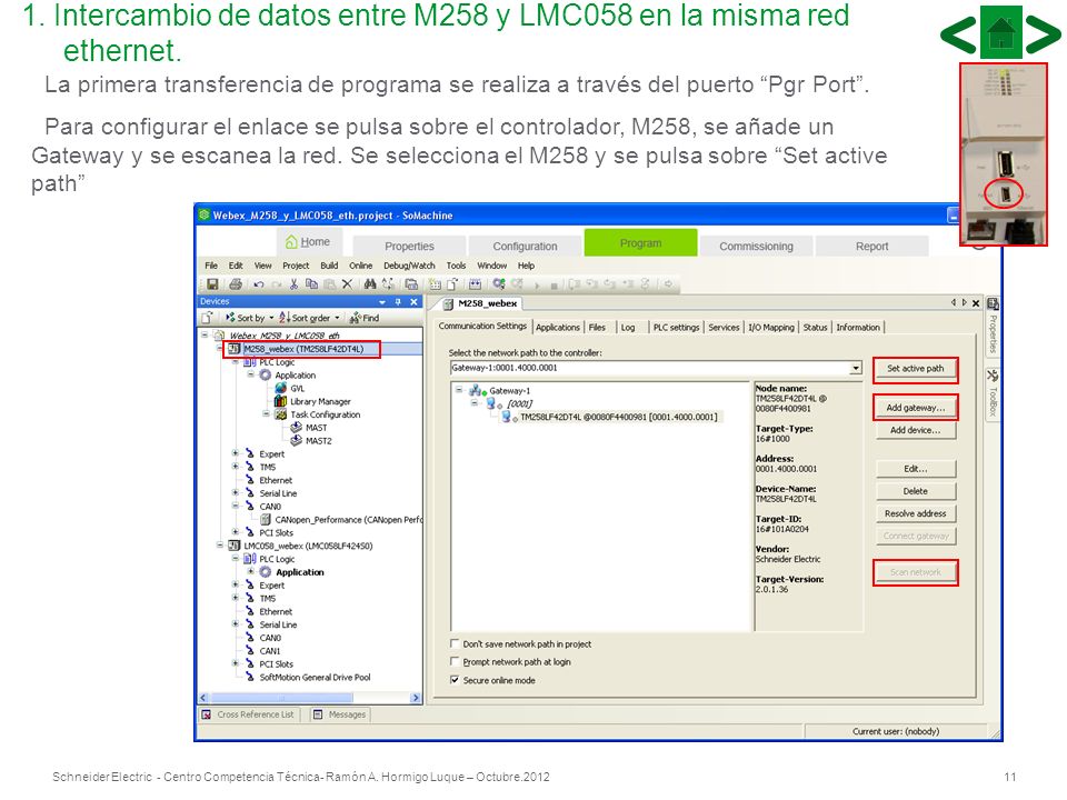 1. Intercambio de datos entre M258 y LMC058 en la misma red ethernet.