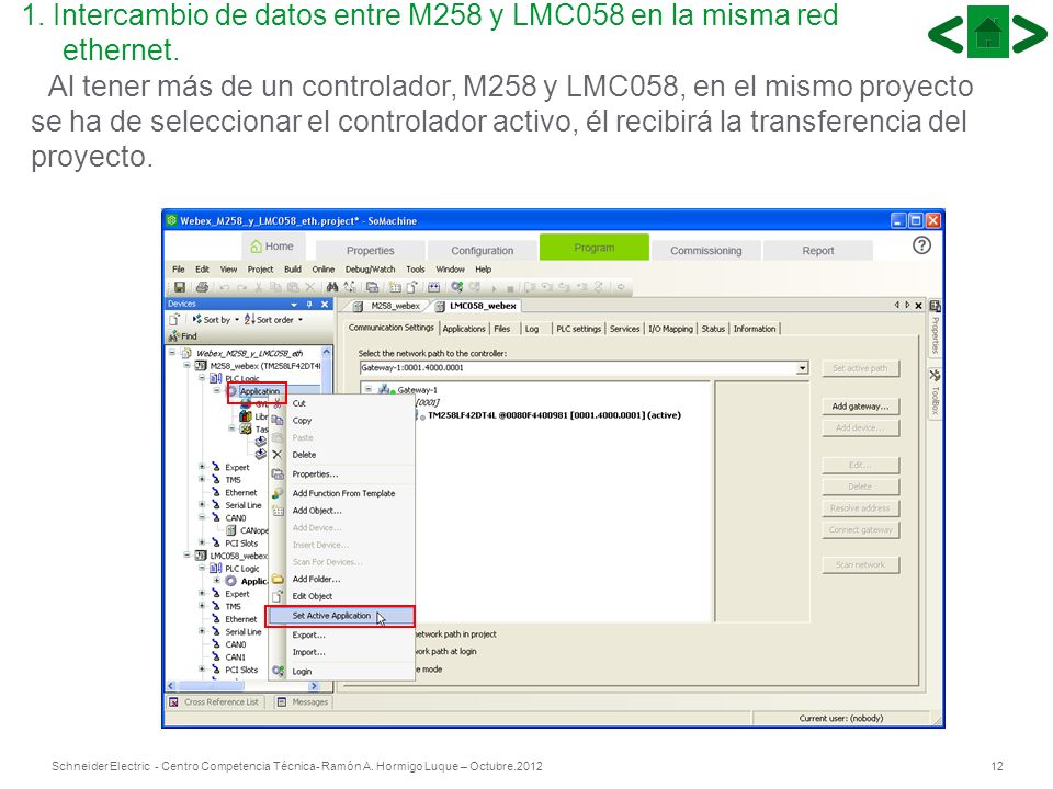 1. Intercambio de datos entre M258 y LMC058 en la misma red ethernet.