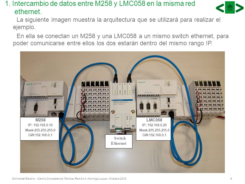 1. Intercambio de datos entre M258 y LMC058 en la misma red ethernet.