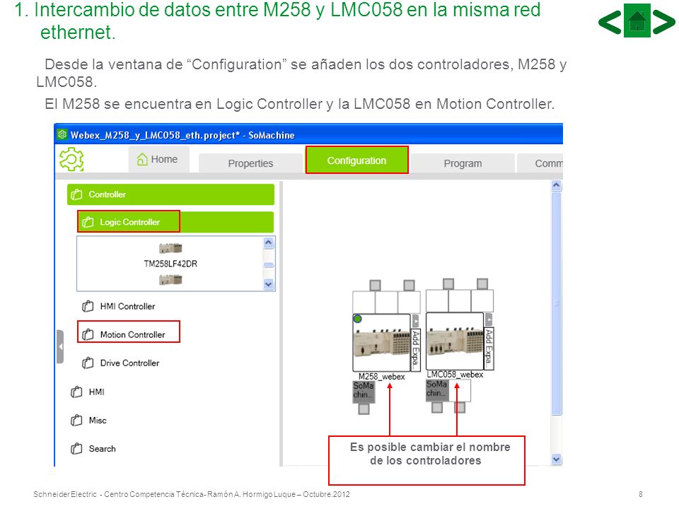1. Intercambio de datos entre M258 y LMC058 en la misma red ethernet.