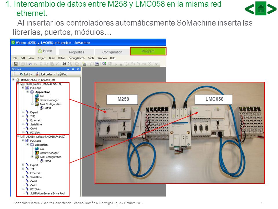 1. Intercambio de datos entre M258 y LMC058 en la misma red ethernet.