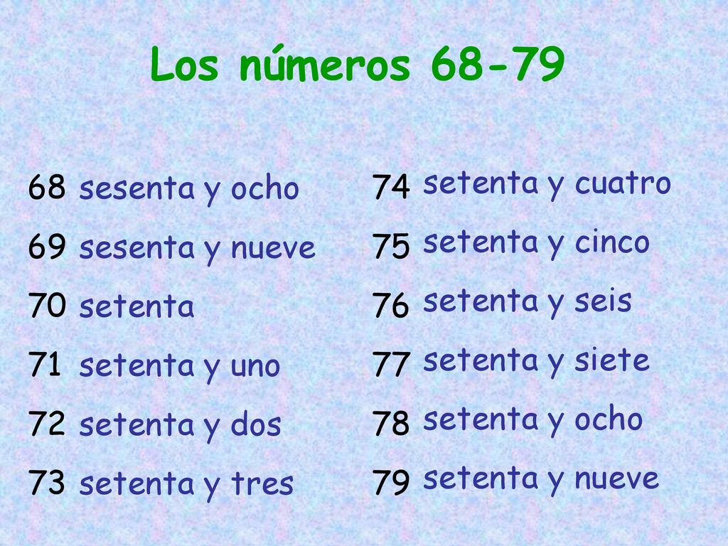 Los números setenta y cuatro setenta y cinco setenta y seis