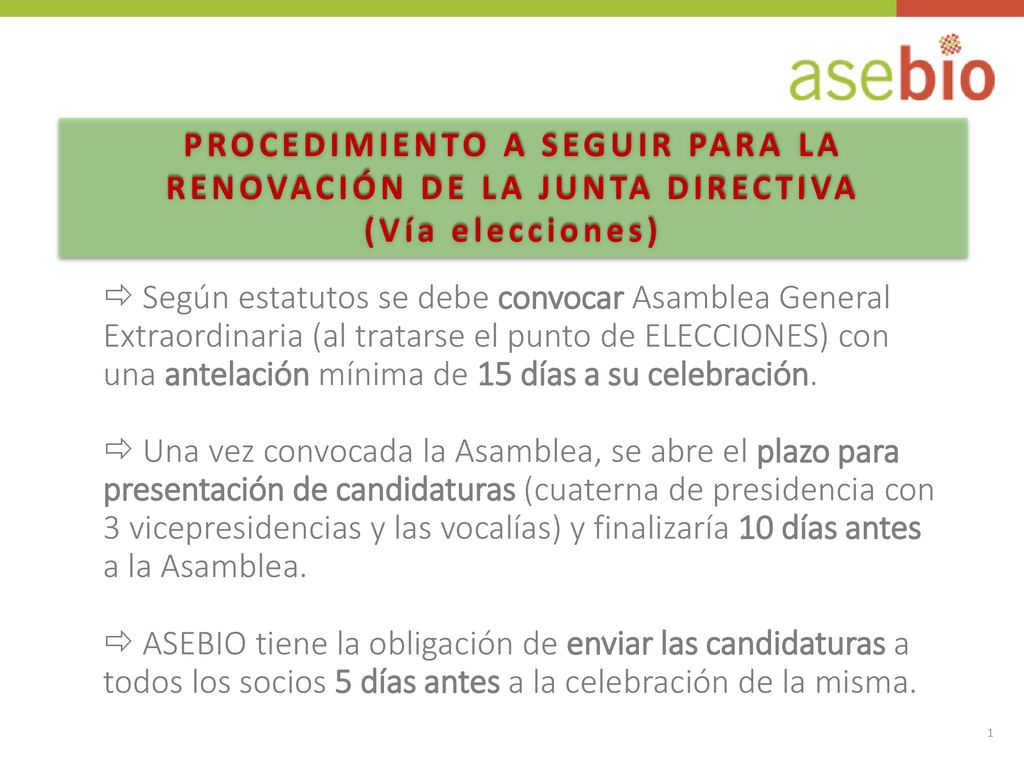 PROCEDIMIENTO A SEGUIR PARA LA RENOVACIÓN DE LA JUNTA DIRECTIVA