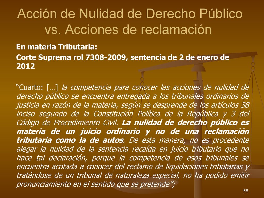 Acción de Nulidad de Derecho Público vs. Acciones de reclamación