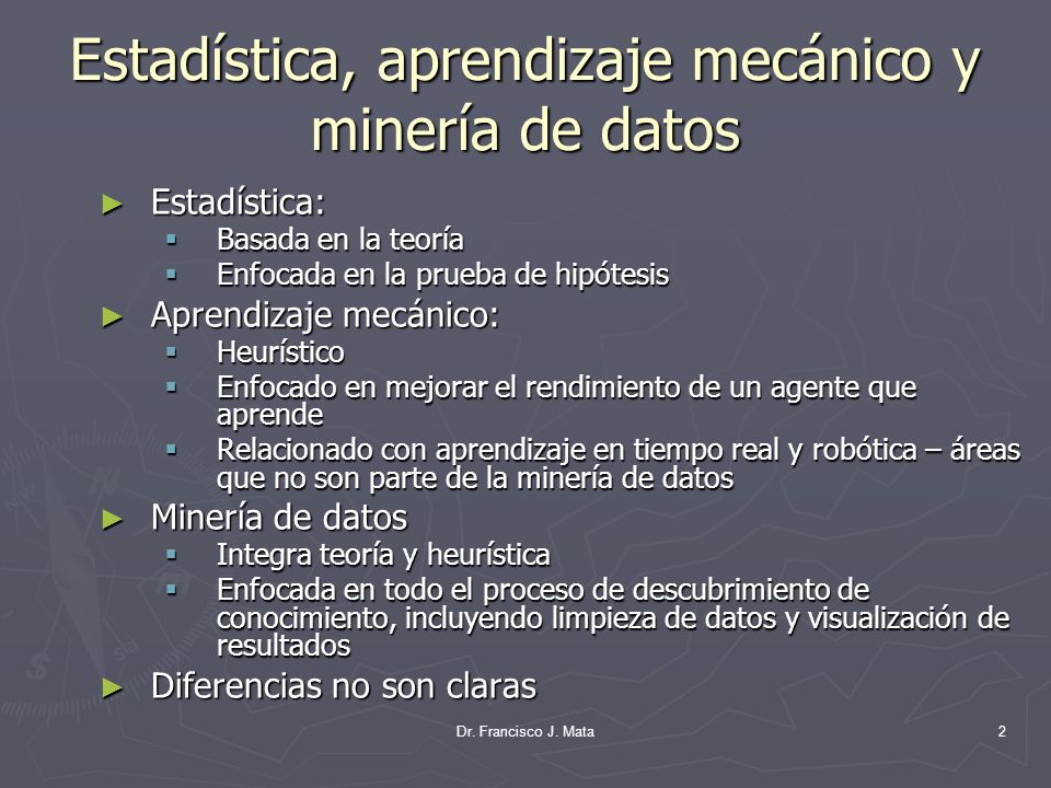 Estadística, aprendizaje mecánico y minería de datos