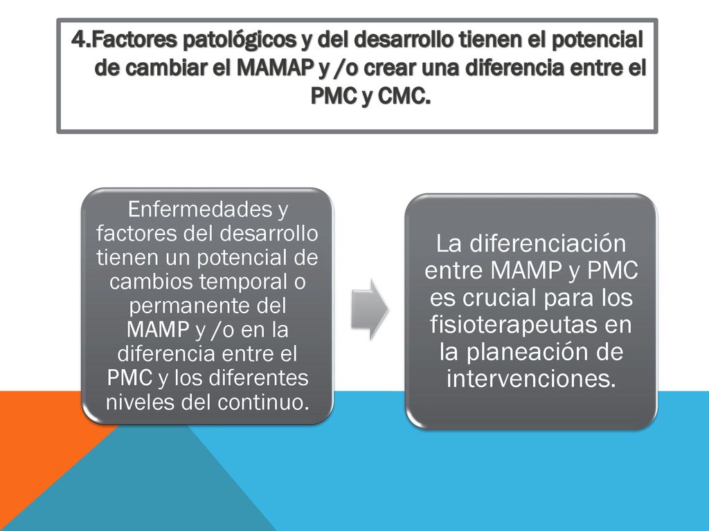 4.Factores patológicos y del desarrollo tienen el potencial de cambiar el MAMAP y /o crear una diferencia entre el PMC y CMC.